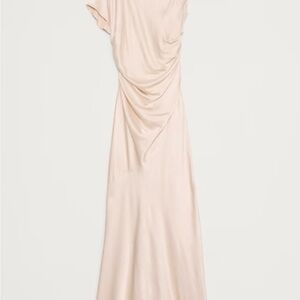 Banana Republic Asymmetrical Cream Hammered Silk Dress NWT